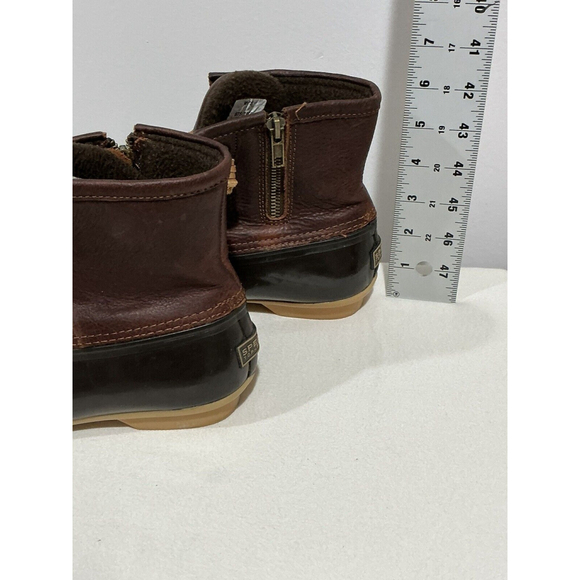 Womans Sperry Top Spider Wo,s 7m black Brown Ankle Rain boots Lace Up Side Zip - Picture 4 of 9